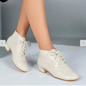 DanceAndSway suede sole jazz Latin tango dance practice shoe boot beige cream